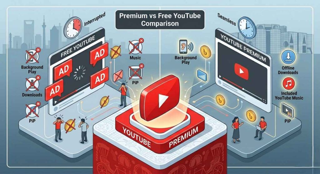 Premium vs Free YouTube Comparison